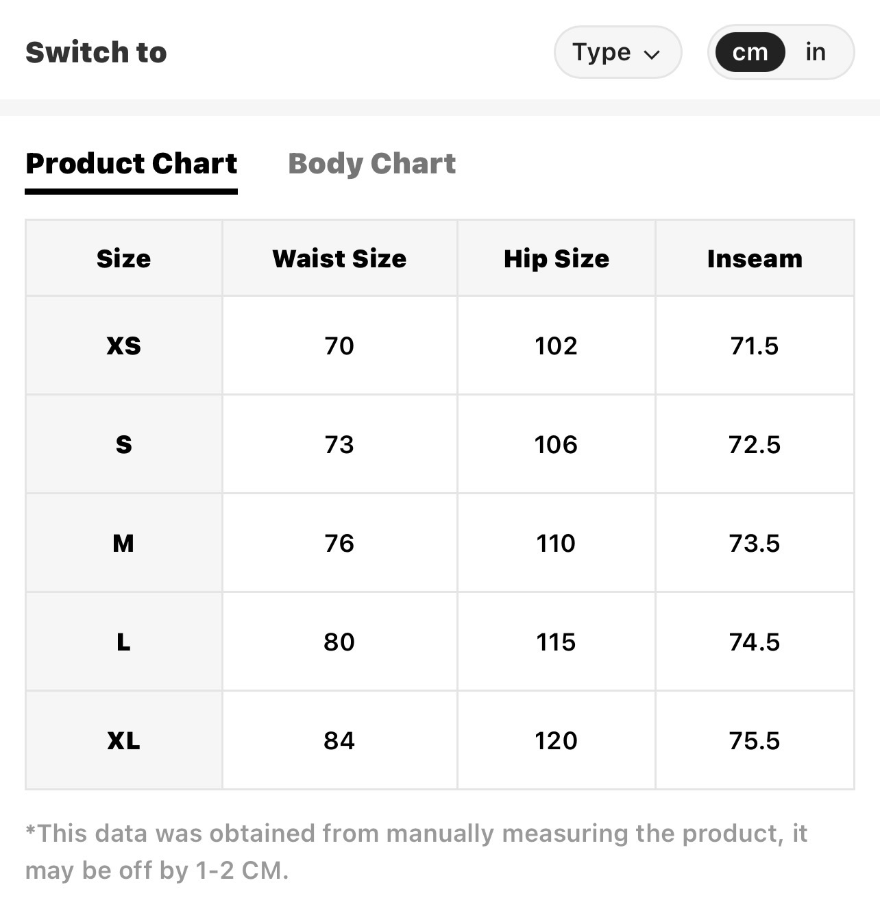 Size Chart